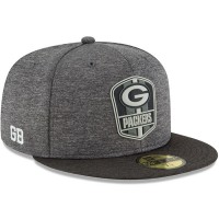 Men's Green Bay Packers New Era Heather Gray/Heather Black 2018 NFL Sideline Road Black 59FIFTY Fitted Hat 3058448